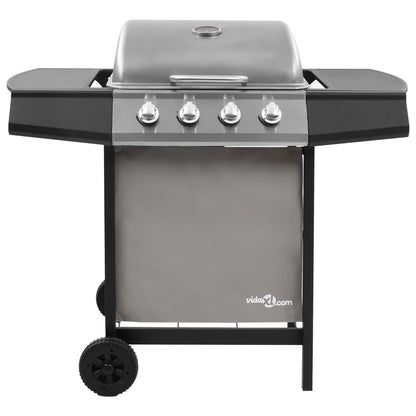 Gasgrill mit 4 Flammen Schwarz und Silbern