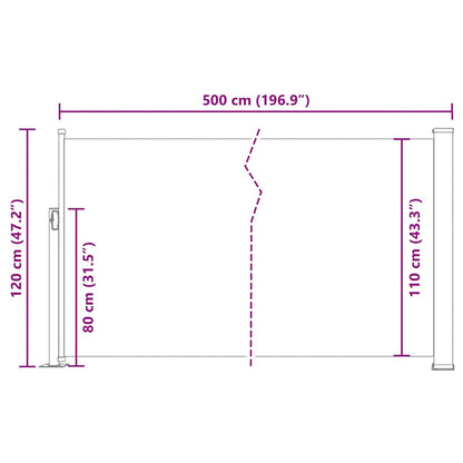 Ausziehbare Seitenmarkise 120×500 cm Creme