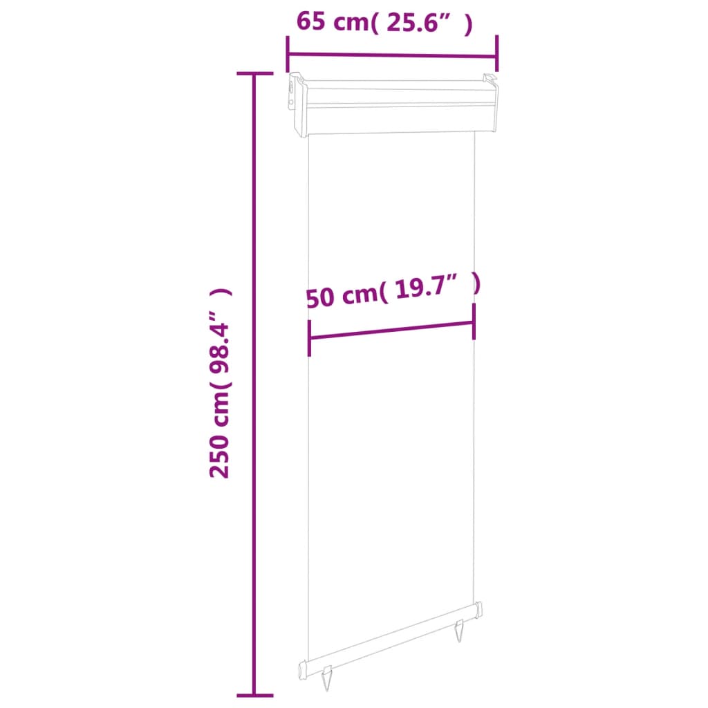 Balkon-Seitenmarkise 65x250 cm Schwarz