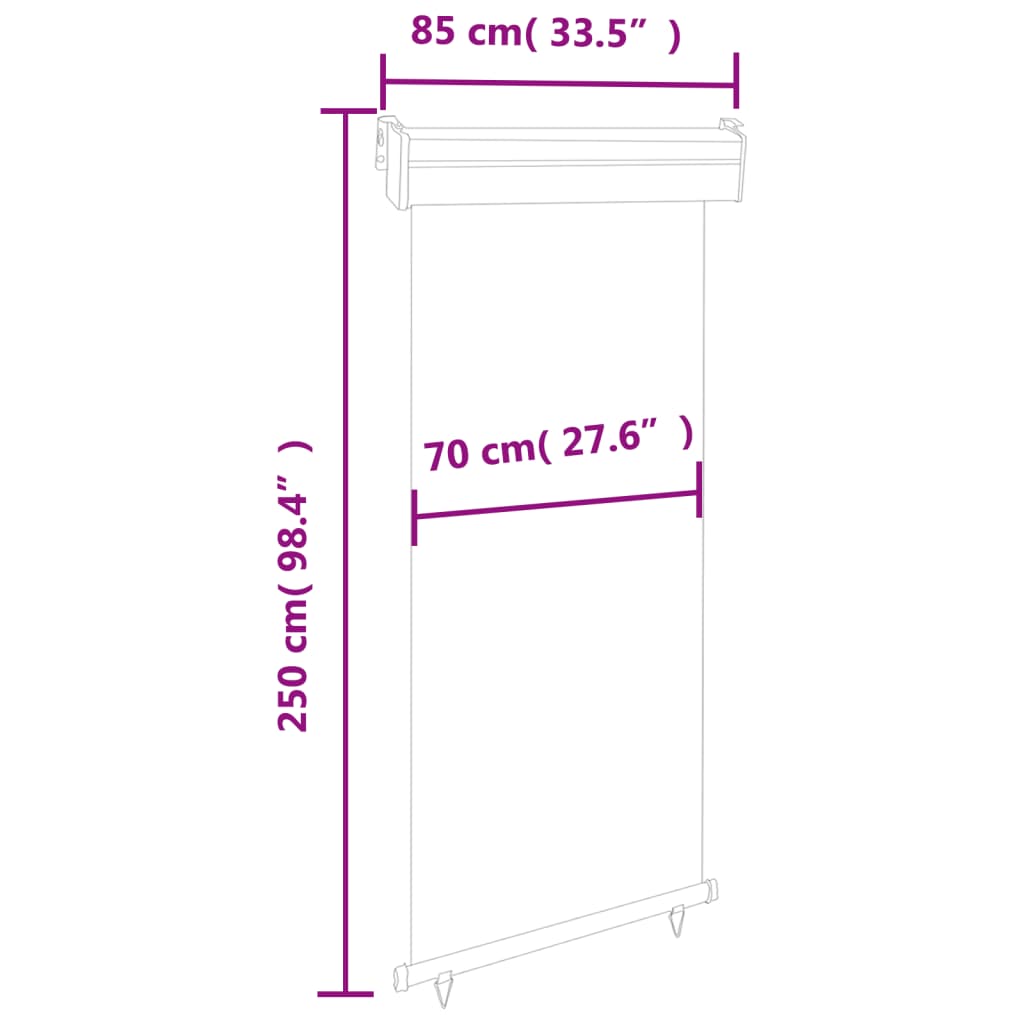 Balkon-Seitenmarkise 85x250 cm Braun
