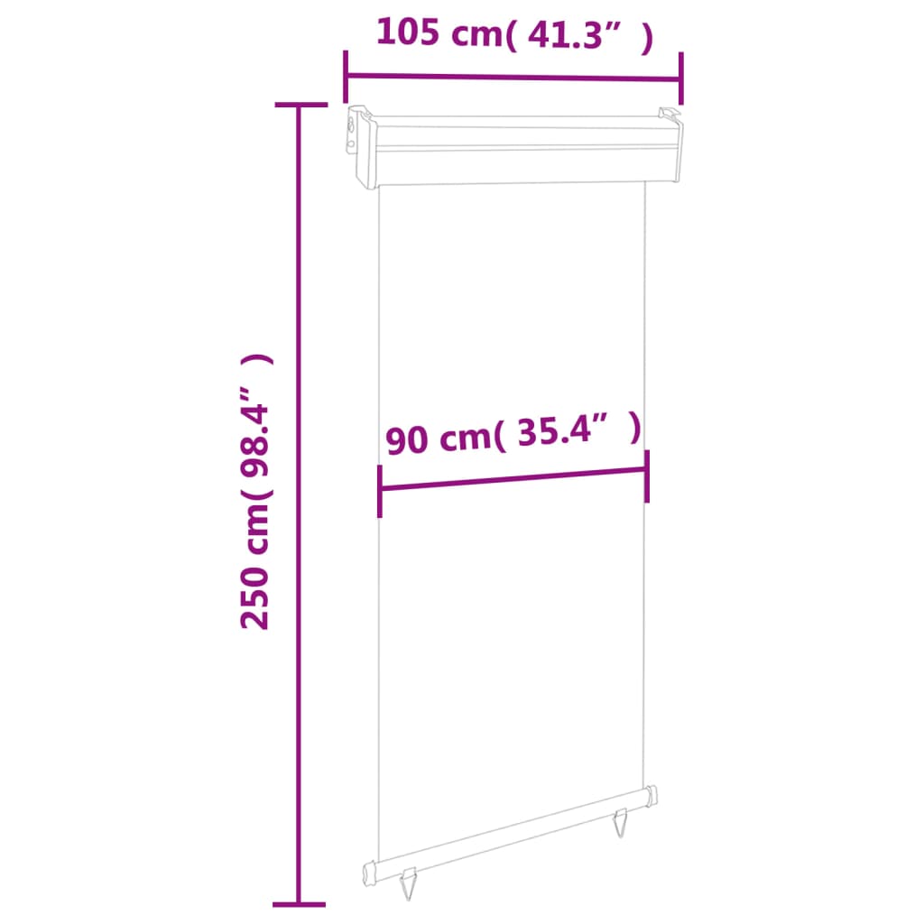 Balkon-Seitenmarkise 105x250 cm Creme