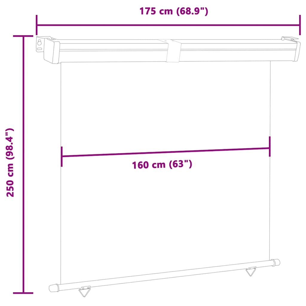 Balkon-Seitenmarkise 175x250 cm Creme