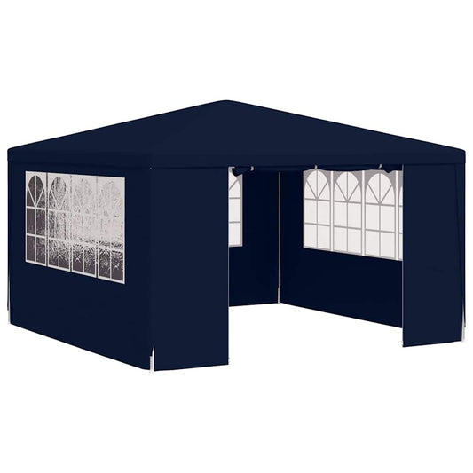 Profi-Partyzelt mit Seitenwänden 4×4 m Blau 90 g/m²