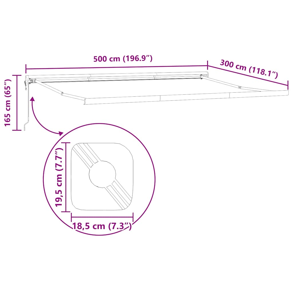 Markise Weiß 5 x 3 m Metall