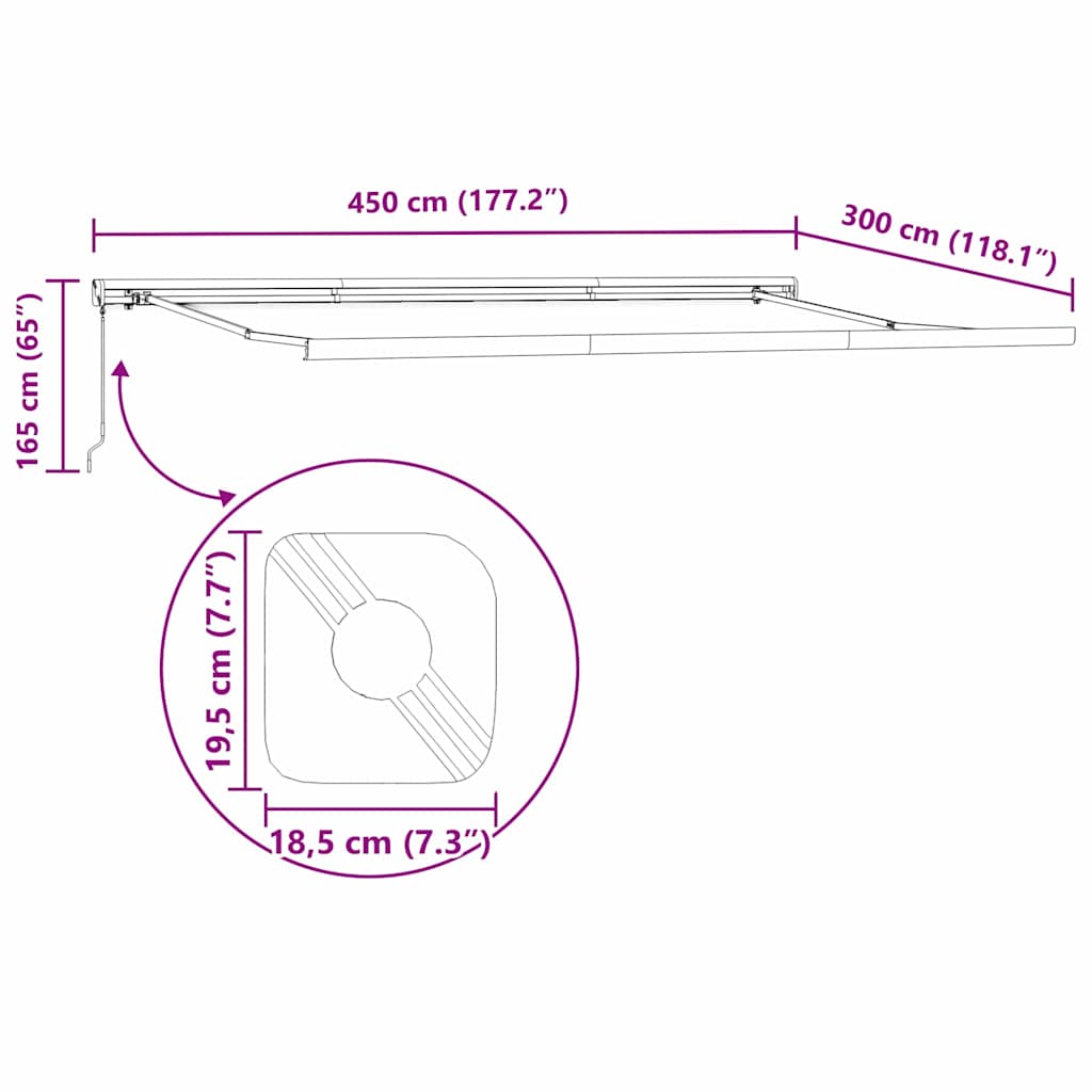 Markise Anthrazit 4,5 × 3 m Metall