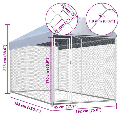 Outdoor-Hundezwinger mit Überdachung 382x192x225 cm