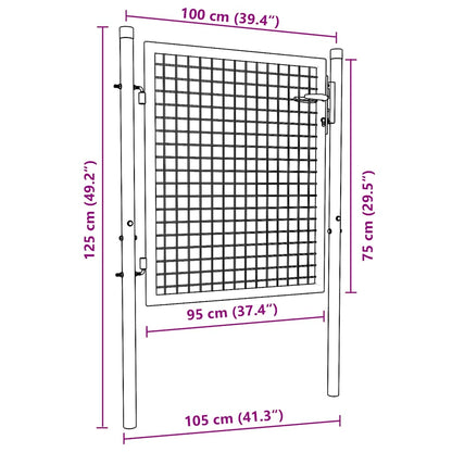 Gitter-Gartentor Verzinkter Stahl 100 x 75 cm Grau