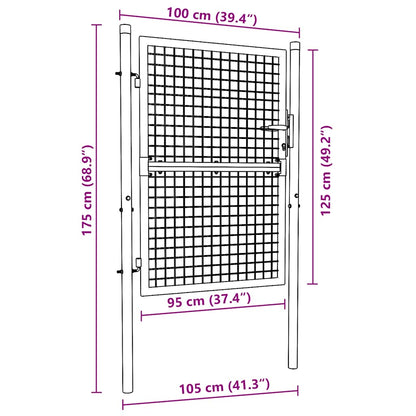 Gitter-Gartentor Verzinkter Stahl 100 x 125 cm Grau
