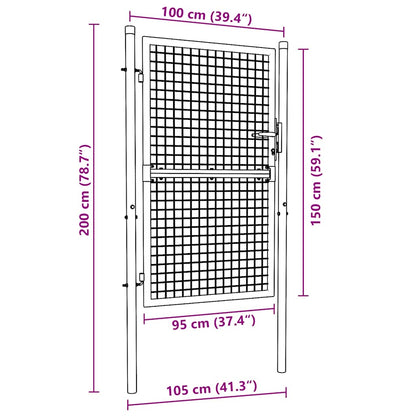 Gitter-Gartentor Verzinkter Stahl 100 x 150 cm Grau