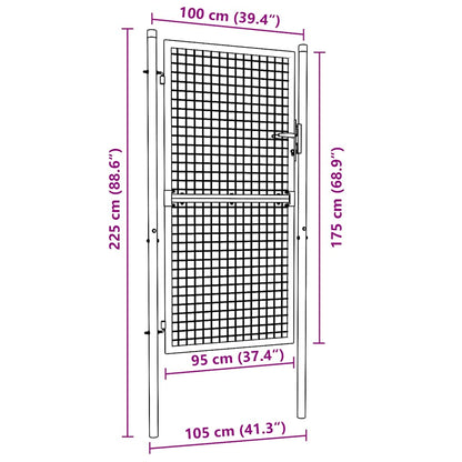 Gitter-Gartentor Verzinkter Stahl 100 x 175 cm Grau