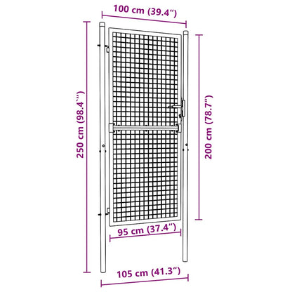 Gitter-Gartentor Verzinkter Stahl 100 x 200 cm Grau