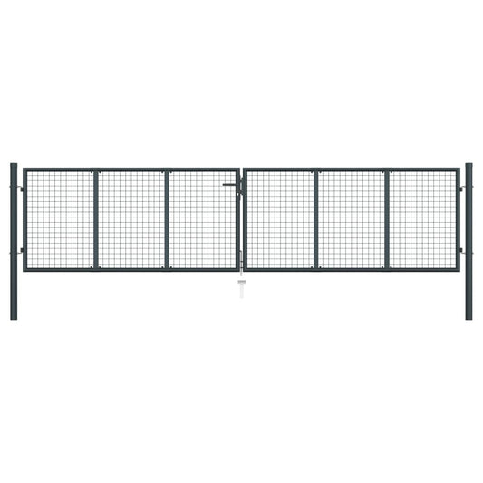 Gitter-Gartentor Verzinkter Stahl 400 x 75 cm Grau