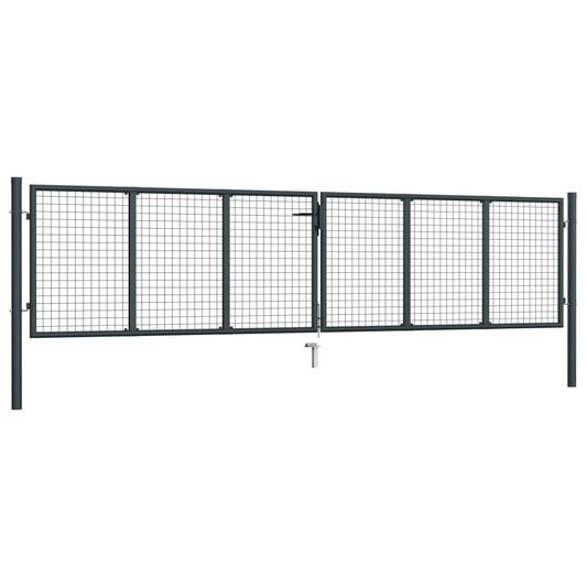 Gitter-Gartentor Verzinkter Stahl 400 x 75 cm Grau