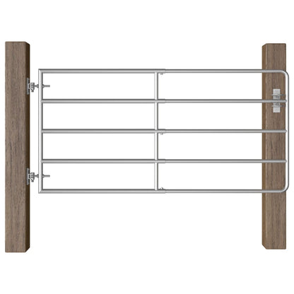 5-Rohr-Weidetor Stahl (95-170)×90 cm Silbern