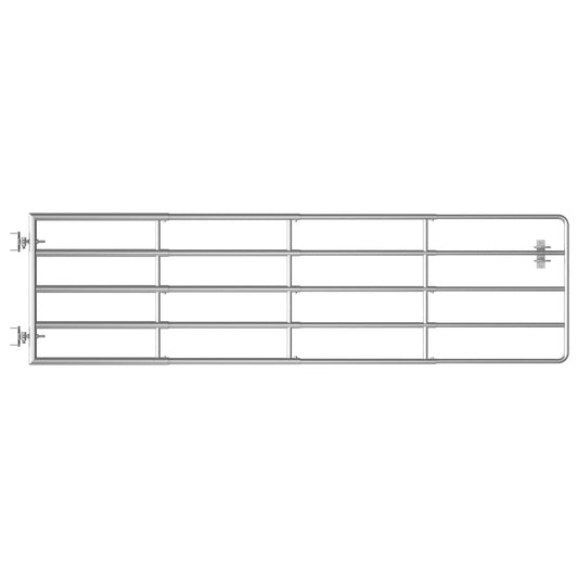 5-Rohre-Weidetor Stahl (115-300)×90 cm Silbern
