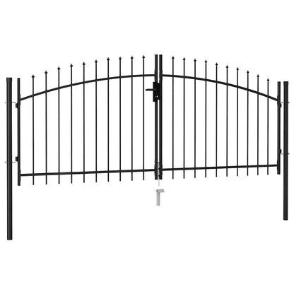 Zauntor Doppelflügel mit Speerspitzen Stahl 3 x 1,25 m Schwarz