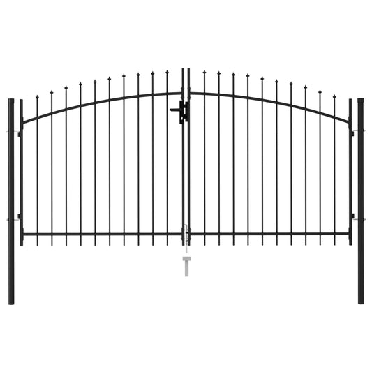 Zauntor Doppelflügel mit Speerspitzen Stahl 3 x 1,5 m Schwarz