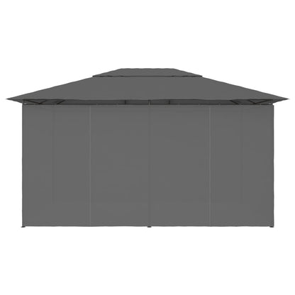Gartenpavillon mit Vorhängen 4 x 3 m Anthrazit