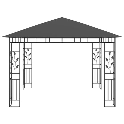 Pavillon mit Moskitonetz 3x3x2,73 m Anthrazit 180 g/m²