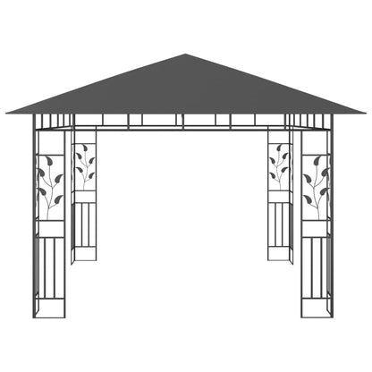 Pavillon mit Moskitonetz 3x3x2,73 m Anthrazit 180 g/m²