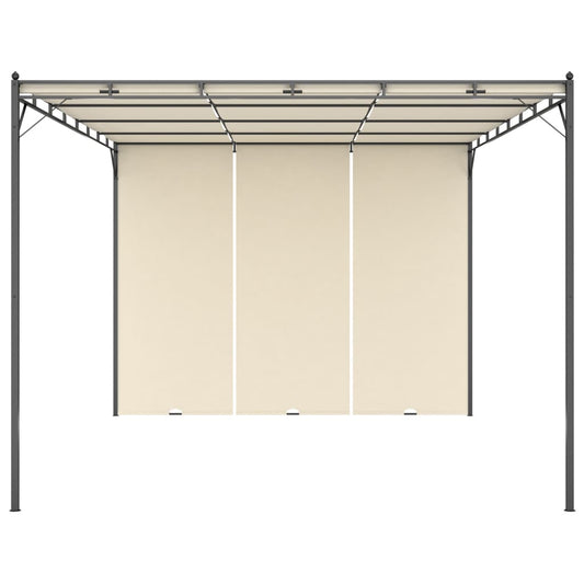 Gartenpavillon mit Seitenvorhang 4x3x2,25 m Creme