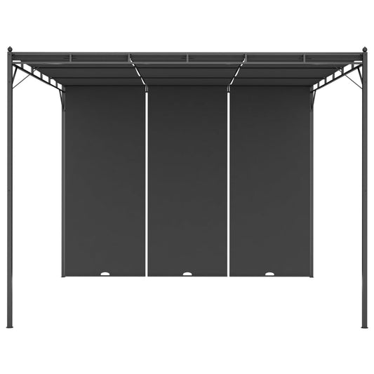 Gartenpavillon mit Seitenvorhang 3x3x2,25 m Anthrazit