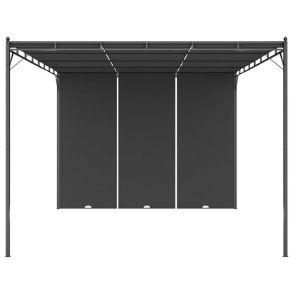 Gartenpavillon mit Seitenvorhang 4x3x2,25 m Anthrazit
