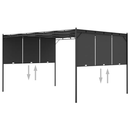 Gartenpavillon mit Seitenvorhang 4x3x2,25 m Anthrazit