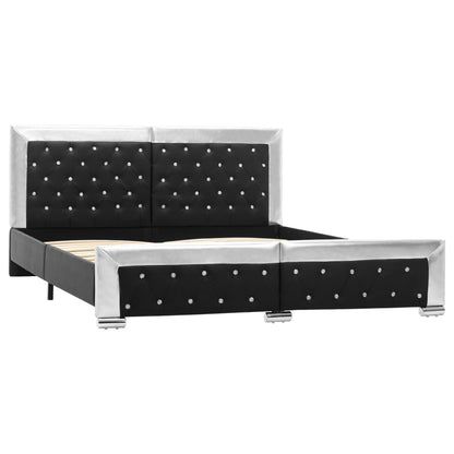 Bettgestell Schwarz Kunstleder 160×200 cm