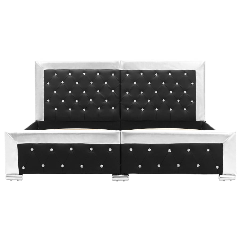 Bettgestell Schwarz Kunstleder 160×200 cm