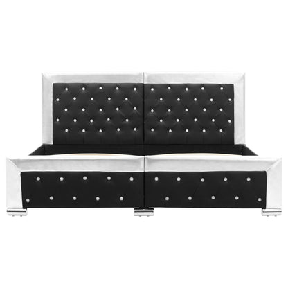 Bettgestell Schwarz Kunstleder 160×200 cm