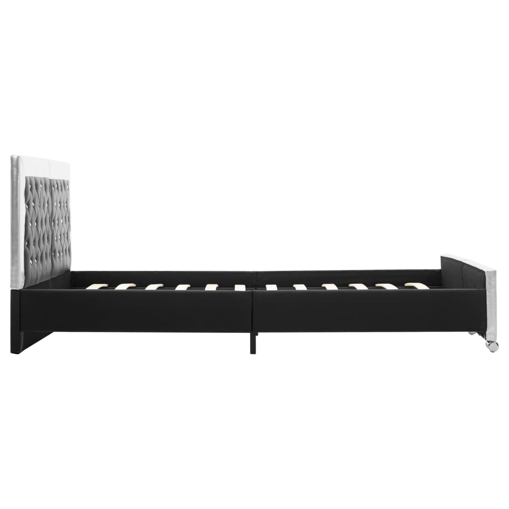 Bettgestell Schwarz Kunstleder 160×200 cm