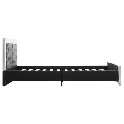 Bettgestell Schwarz Kunstleder 160×200 cm