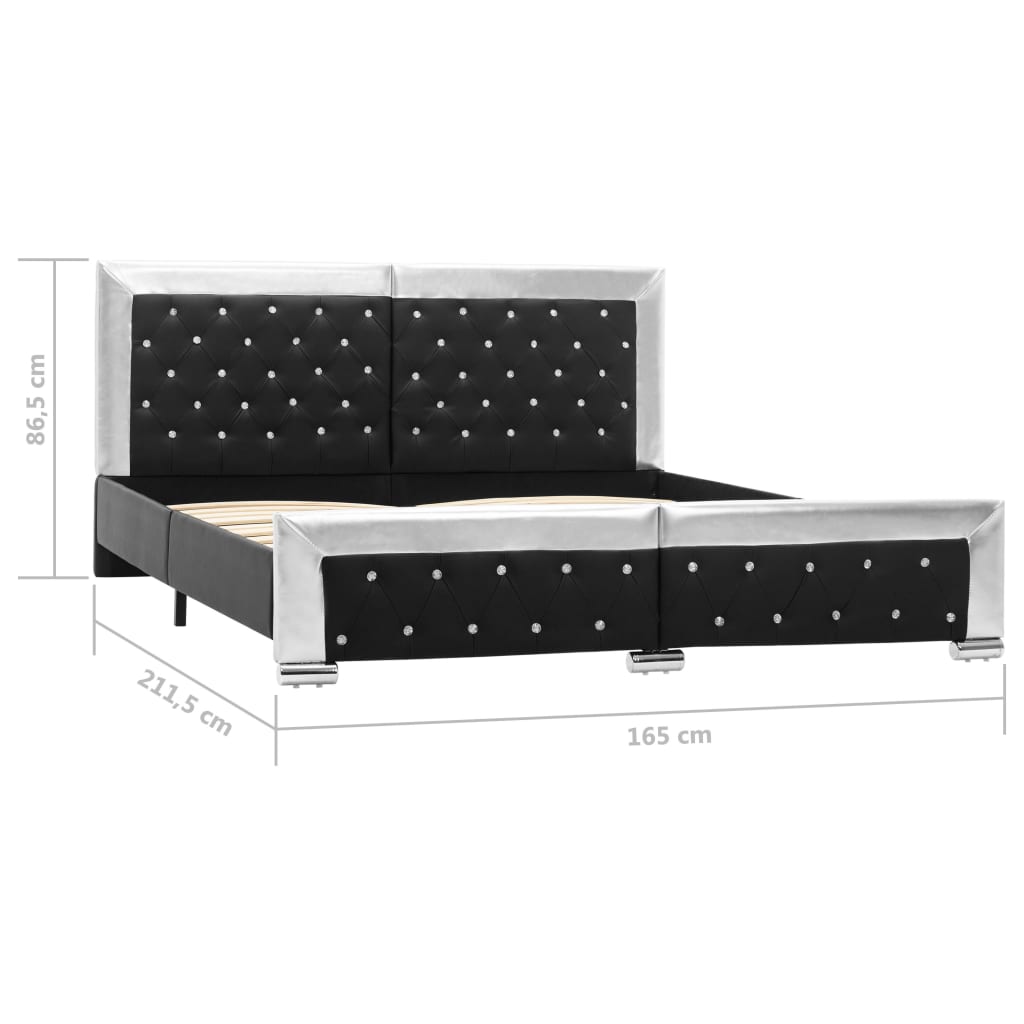 Bettgestell Schwarz Kunstleder 160×200 cm