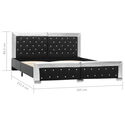Bettgestell Schwarz Kunstleder 160×200 cm