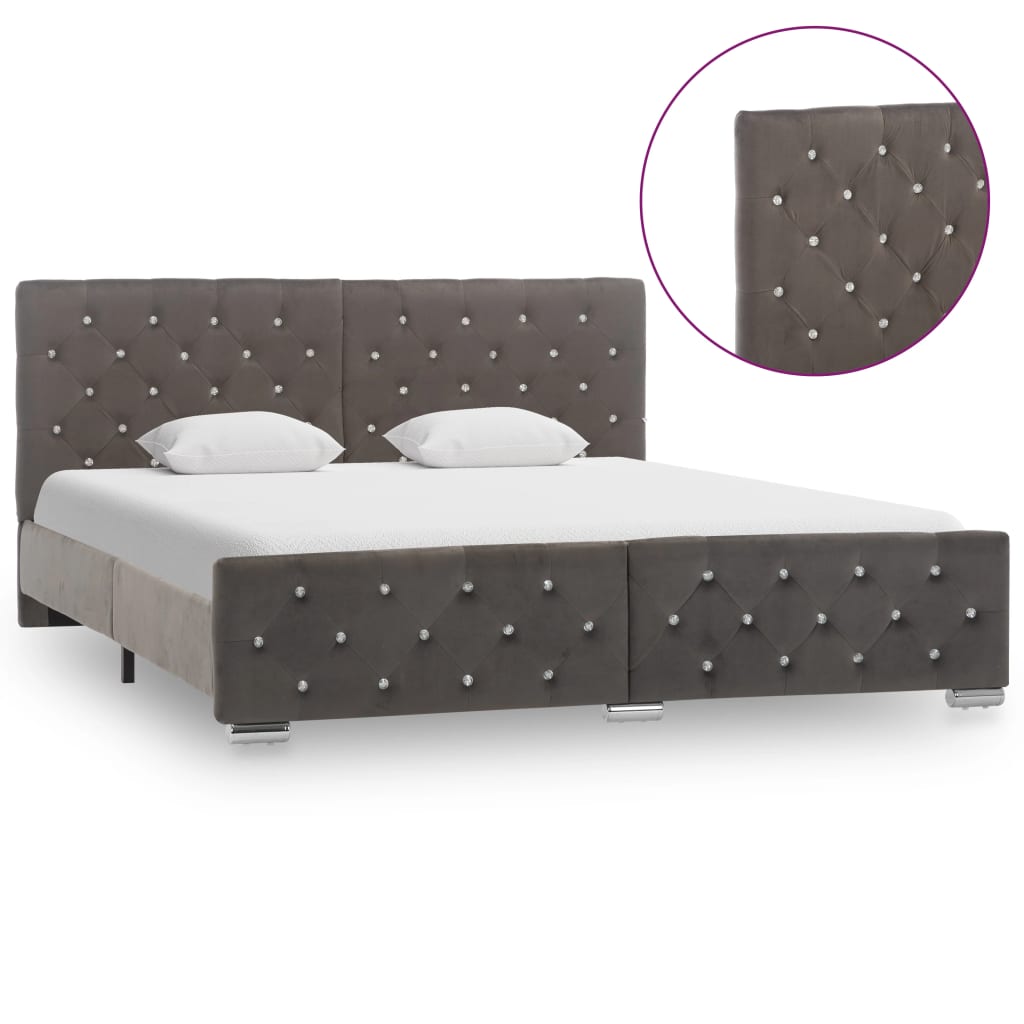 Bettgestell Grau Samt 160x200 cm