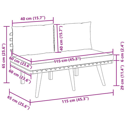 Gartenbank mit Kissen 115 cm Massivholz Akazie