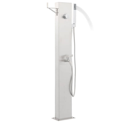 Gartendusche mit Wasserhahn 110 cm Edelstahl