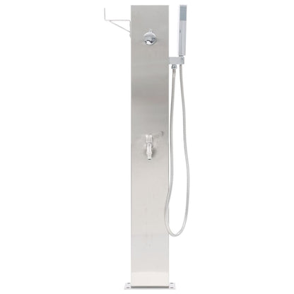 Gartendusche mit Wasserhahn 110 cm Edelstahl