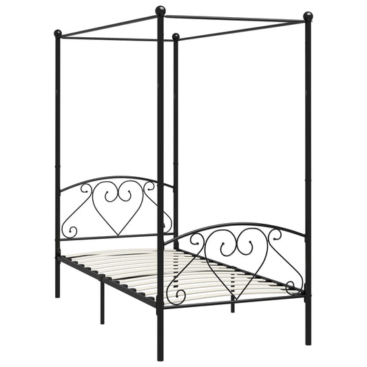 Himmelbett-Gestell Schwarz Metall 120 x 200 cm