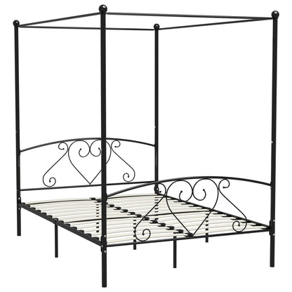 Himmelbett-Gestell Schwarz Metall 140 x 200 cm