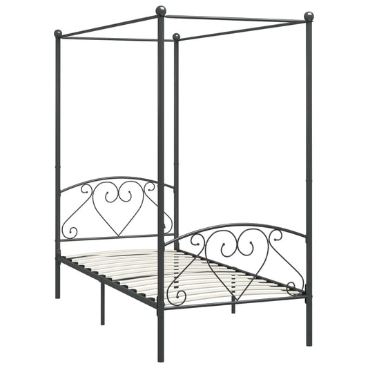 Himmelbett-Gestell Grau Metall 90 x 200 cm