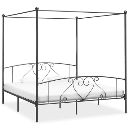 Himmelbett-Gestell Grau Metall 180 x 200 cm
