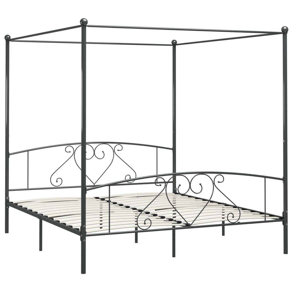 Himmelbett-Gestell Grau Metall 180 x 200 cm