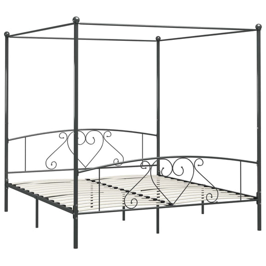 Himmelbett-Gestell Grau Metall 180 x 200 cm