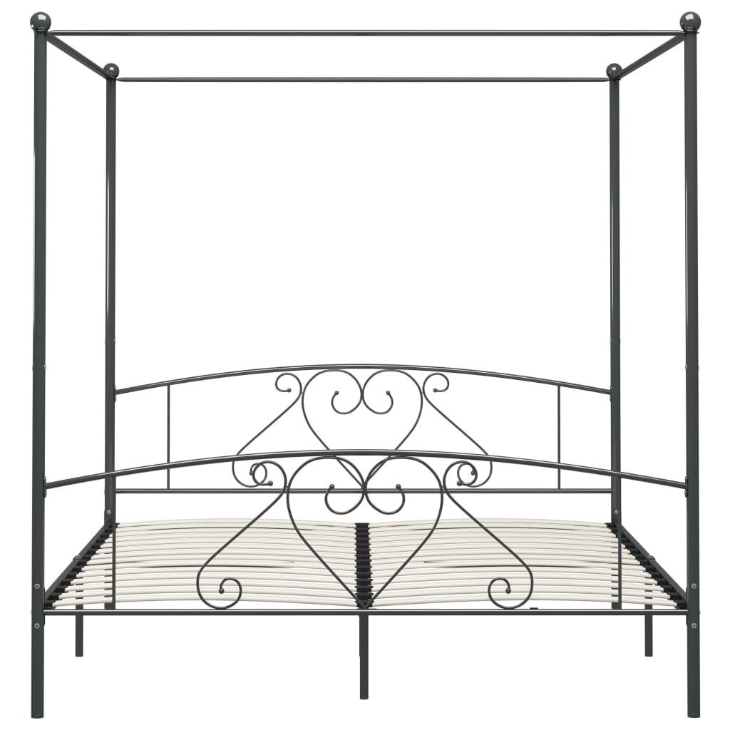 Himmelbett-Gestell Grau Metall 180 x 200 cm