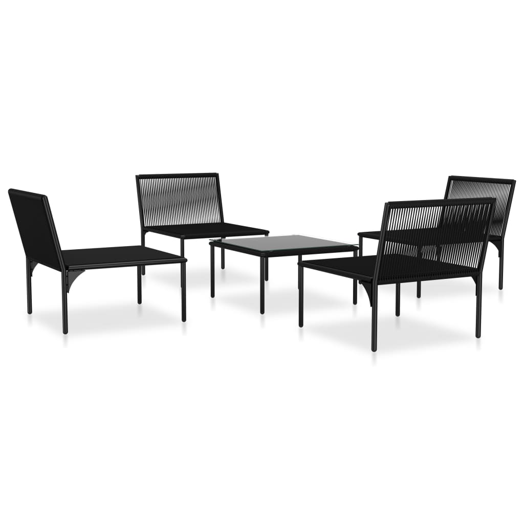 5-tlg. Garten-Lounge-Set mit Auflagen Schwarz PVC