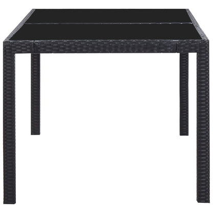 7-tlg. Garten-Essgruppe Poly Rattan Schwarz