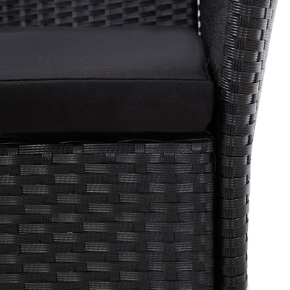 7-tlg. Garten-Essgruppe Poly Rattan Schwarz
