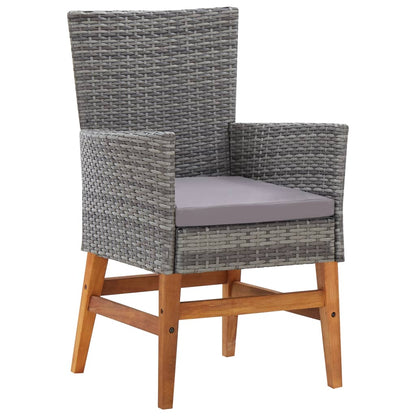 7-tlg. Garten-Essgruppe Poly Rattan und Akazienholz Grau
